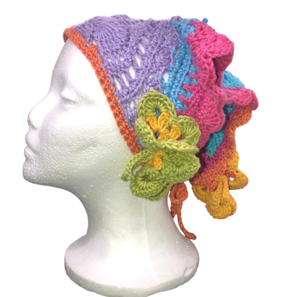 Whimsical Boho Hair Scarf - Festival Hair Bandana with 3D Butterflies ? main image 11